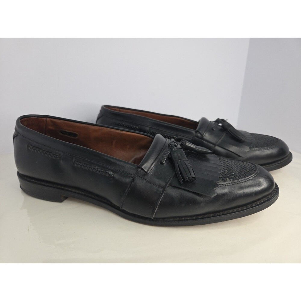 Allen Edmonds 'Cody' Black Leather  Dress Loafer Woven Detail &Tassels S 14 EUC
